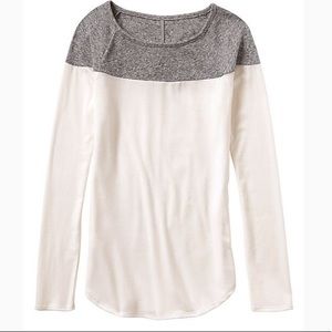 Athleta Gray & Cream Shanti ColorBlock Long Sleeve